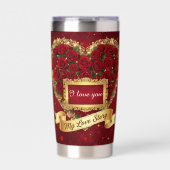 Red Roses Gold Glitter Love Story Tumbler Thermobecher (Vorderseite)