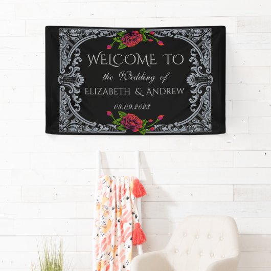 Red Roses Gothic Wedding Banner (Insitu)
