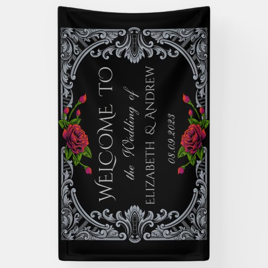Red Roses Gothic Wedding Banner (Vertikal)