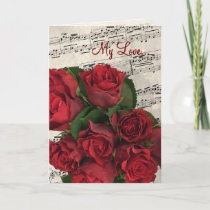 Red Roses Music Valentinstag Feiertagskarte