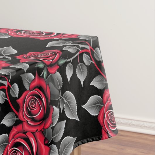 Red Roses On A Black Background Tischdecke (Beispiel)