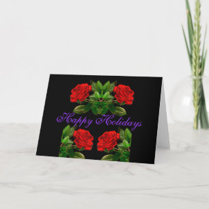 Red Roses on Black Velvet Floral Merry Xmas Feiertagskarte
