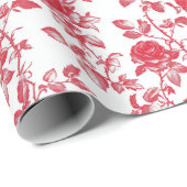 Red Roses on White Toile De Jouy Geschenkpapier (Rolleneckpunkt)