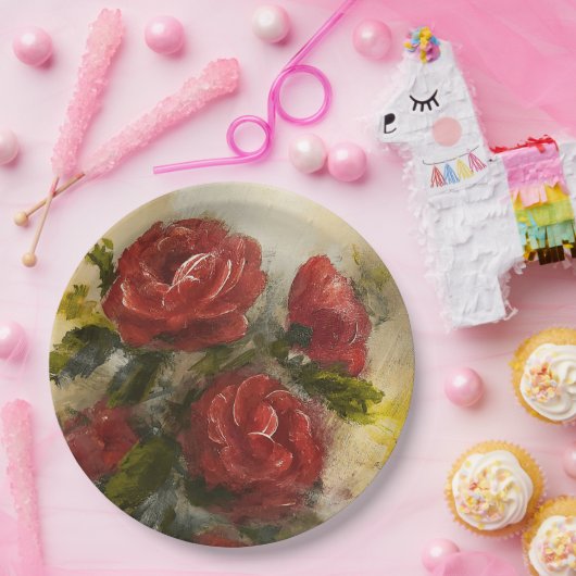 Red Roses  Pappteller (Party)