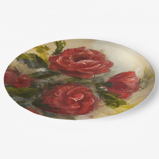 Red Roses  Pappteller (Schrägansicht)
