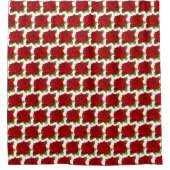 Red Roses Pattern on White Duschvorhang (Vorderseite)