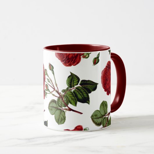 Red Roses Pattern Tasse (VorderseiteRechts)