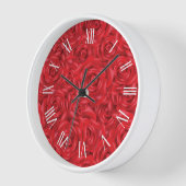 Red roses pattern white numerals uhr (Winkel)