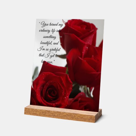 Red Roses Romantic Quote Acrylschild (Winkel)