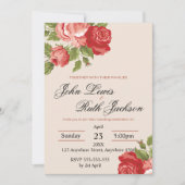 Red Roses Script Wedding Invitation | Elegant Roma Einladung (Vorderseite)