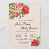 Red Roses Script Wedding Invitation | Elegant Roma Einladung (Vorne/Hinten)
