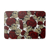 Red Roses & Skulls Black Floral Gothic White Badematte (Vorderseite)