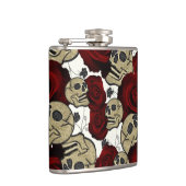 Red Roses & Skulls Black Floral Gothic White Flachmann (Rechts)