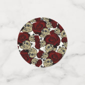 Red Roses & Skulls Black Floral Gothic White Konfetti (Klein Vorderseite)