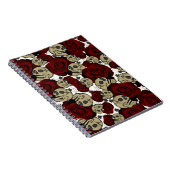 Red Roses & Skulls Black Floral Gothic White Notizblock (Rechte Seite)