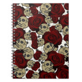 Red Roses & Skulls Black Floral Gothic White Notizblock (Vorderseite)