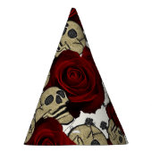Red Roses & Skulls Black Floral Gothic White Partyhütchen (Rechts)