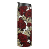 Red Roses & Skulls Black Floral Gothic White Thermosbecher (Nach rechts gedreht)