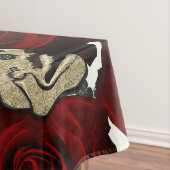 Red Roses & Skulls Black Floral Gothic White Tischdecke (Beispiel)