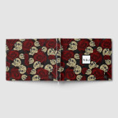 Red Roses & Skulls Grey Black Floral Gothic Gästebuch (Voll)