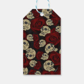 Red Roses & Skulls Grey Black Floral Gothic Geschenkanhänger (Rückseite)