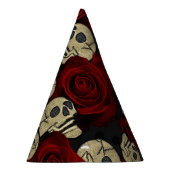 Red Roses & Skulls Grey Black Floral Gothic Partyhütchen (Rechts)