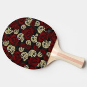 Red Roses & Skulls Grey Black Floral Gothic Tischtennis Schläger (Seitenansicht)