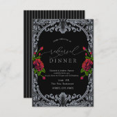 Red Roses,Stripes Gothic Rehearsal Dinner Einladung (Vorne/Hinten)