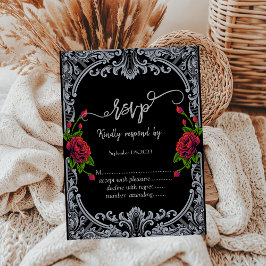 Red Roses,Stripes Gothic RSVP Einladung