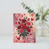 Red Roses, Valentine's Day, Feiertagspostkarte (Stehend Vorderseite)