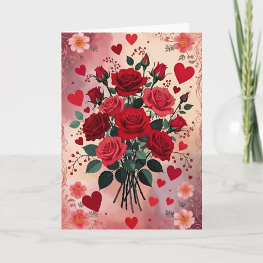 Red Roses, Valentine's Day, Karte (Vorderseite)