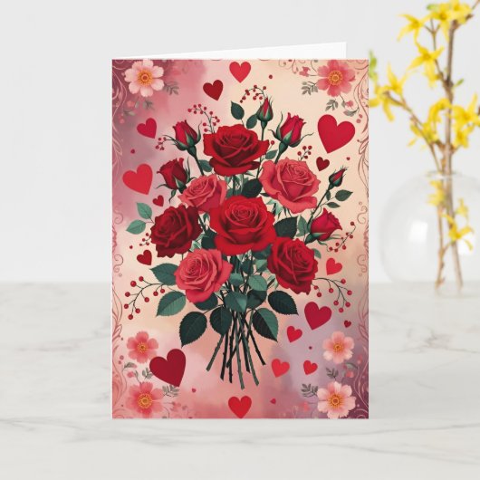 Red Roses, Valentine's Day, Karte (Gelbe Blume)