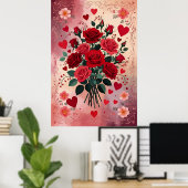 Red Roses, Valentine's Day, Poster (Heimbüro)