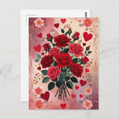 Red Roses, Valentine's Day, Postkarte (Vorne/Hinten)