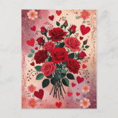 Red Roses, Valentine's Day, Postkarte (Vorderseite)