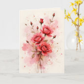 Red Roses Watercolor Anniversary Valentine's Day Karte (Gelbe Blume)