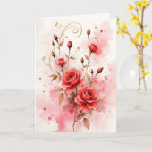 Red Roses Watercolor Anniversary Valentine's Day Karte (Gelbe Blume)