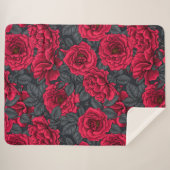 Red roses with gray leaves on black sherpadecke (Vorderseite (Horizontal))