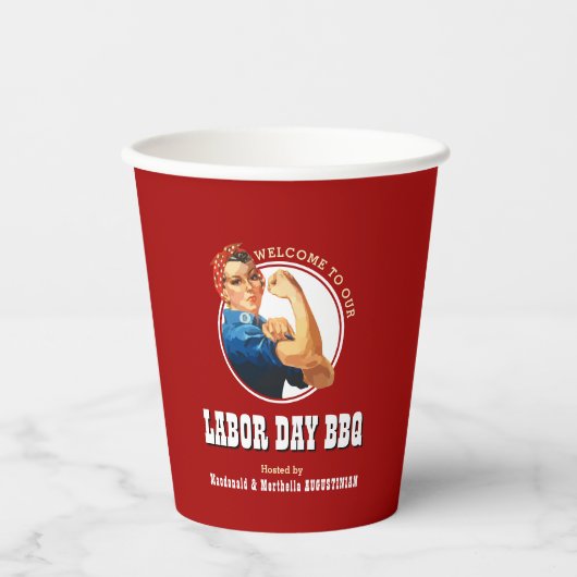 Red Rosie Riveter LABOR DAY GRILLEN Paper Cups Pappbecher (Vorderseite)