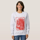 Red Ross Design Sweatshirt (Norwegisches Fjord Pfe (Vorne ganz)