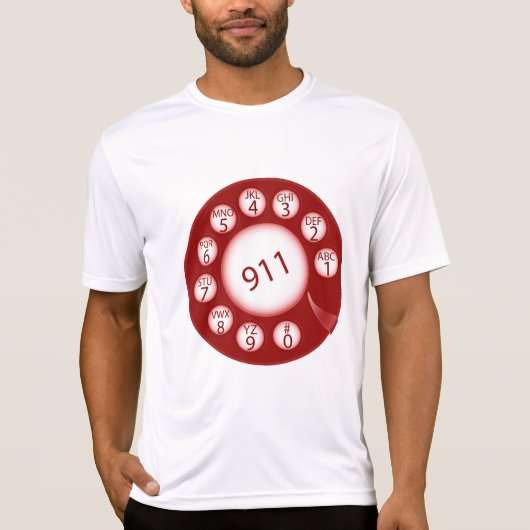 Red Rotary Phone Dial 911 Emergency Number T-Shirt (Vorderseite)