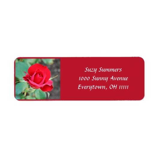 Red Rote Rose Address Label (Vorne)