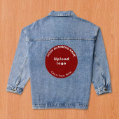 Red Round Business Brand on Women's Denim Jacket Jeansjacke