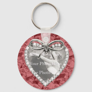 Red Round Diamond Heart Frame Schlüsselanhänger