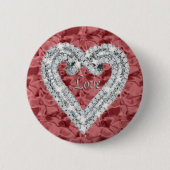 Red Round Liebe Diamond Heart Button (Vorderseite)