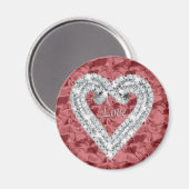 Red Round Liebe Diamond Heart Magnet (Vorderseite/Rückseite)