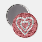 Red Round Live Lagh Liebe Diamond Heart Magnet (Vorderseite/Rückseite)