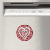 Red Round Live Lagh Liebe Diamond Heart Magnet (In Situ (Geschirrspüler))