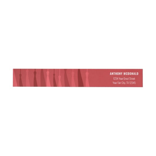 Red Row Tassels Wraparound Address Label (Person)