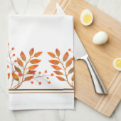 Red Rowan Berries & Gold Blätter Geschirrtuch (Viertel Falte)